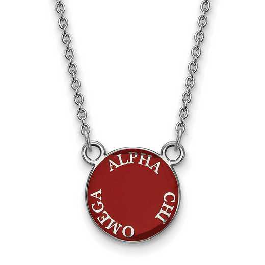 SS012ACO-18: SS Rh-plated LogoArt Alpha Chi Omega Small Enml Pend w/Neck