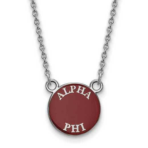 SS012APH-18: SS Rh-plated LogoArt Alpha Phi Sm Enml Pend w/Necklace