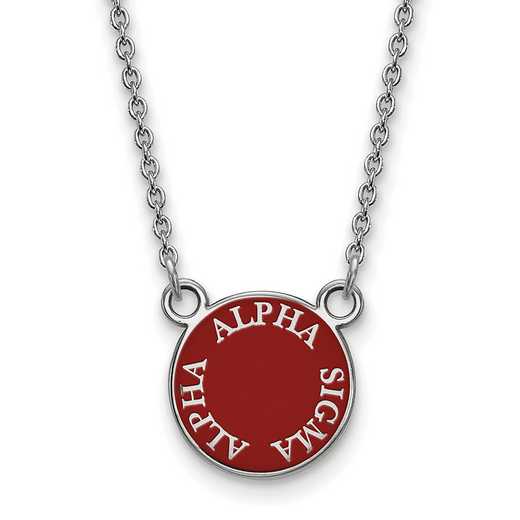 SS012ASI-18: SS Rh-plated LogoArt Alpha Sigma Alpha Sm Enamel Pend w/Neck