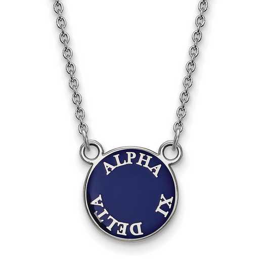 SS012AXD-18: SS Rh-plated LogoArt Alpha Xi Delta Sm Enml Pend w/Necklace