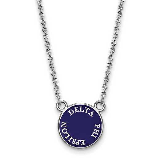 SS012DPH-18: SS Rh-plated LogoArt Delta Phi Epsilon Sm Enamel Pend w/Neck