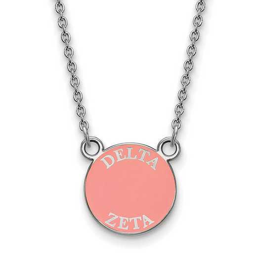 SS012DZ-18: SS Rh-plated LogoArt Delta Zeta Sm Enamel Pendant w/Necklace