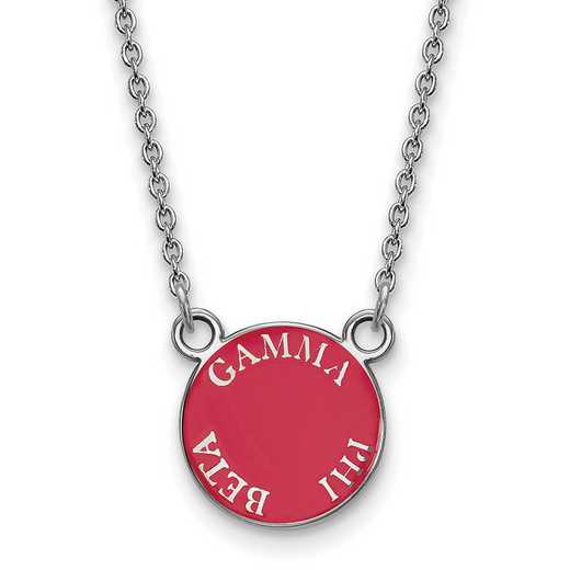 SS012GPB-18: SS Rh-plated LogoArt Gamma Phi Beta Sm Enml Pend w/Necklace