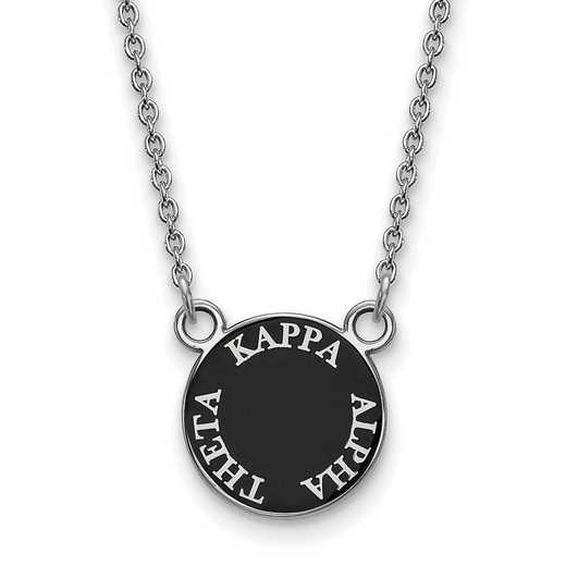 SS012KAT-18: SS Rh-plated LogoArt Kappa Alpha Theta Sm Enamel Pend w/Neck