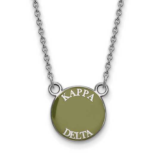 SS012KD-18: SS Rh-plated LogoArt Kappa Delta Sm Enamel Pend w/Necklace