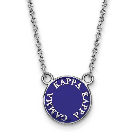 SS012KKG-18: SS Rh-plated LogoArt Kappa Kappa Gamma Sm Enamel Pend w/Neck