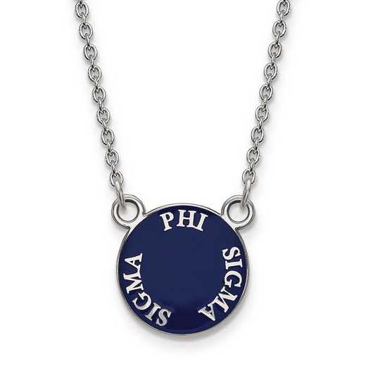 SS012PSS-18: SS Rh-plated LogoArt Phi Sigma Sigma Sm Enml Pend w/Necklace