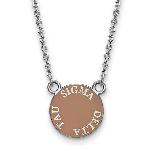 SS012SDT-18: SS Rh-plated LogoArt Sigma Delta Tau Sm Enml Pend w/Necklace