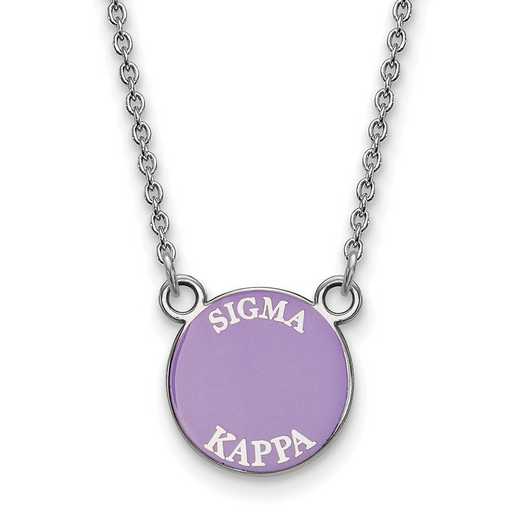 SS012SKP-18: SS Rh-plated LogoArt Sigma Kappa Sm Enamel Pend w/Necklace