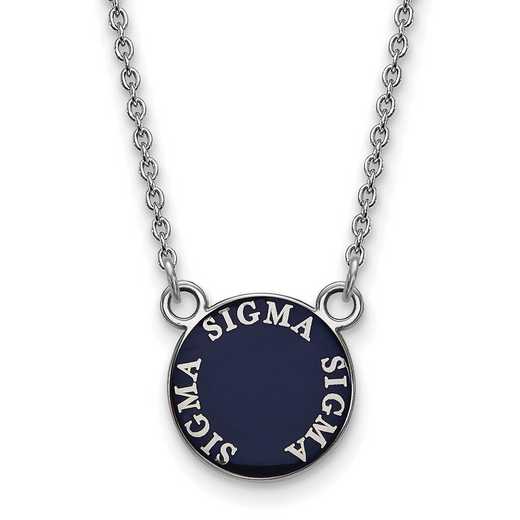 SS012SSS-18: SS Rh-plated LogoArt Sigma Sigma Sigma Sm Enamel Pend w/Neck