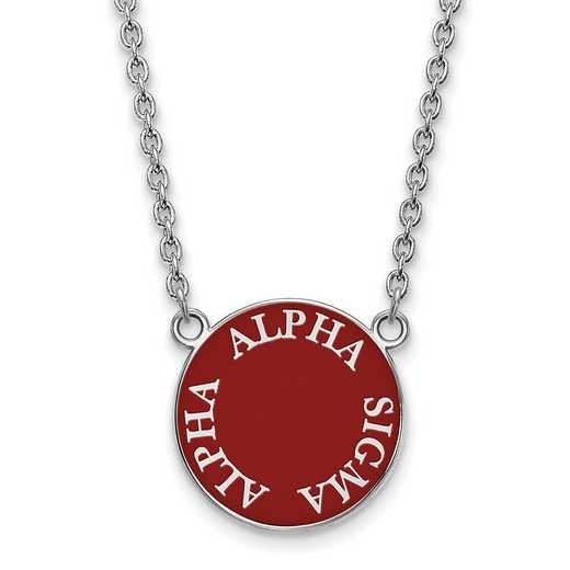 SS013ASI-18: SS Rh-plated LogoArt Alpha Sigma Alpha Large Enl Pend w/Neck