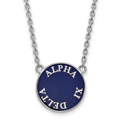 SS013AXD-18: SS Rh-plated LogoArt Alpha Xi Delta Large Enamel Pend w/Neck