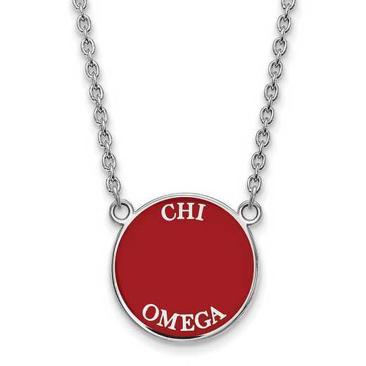 SS013CHO-18: SS Rh-plated LogoArt Chi Omega Large Enamel Pend w/Necklace