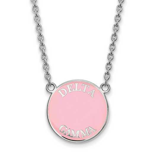 SS013DG-18: SS Rh-plated LogoArt Delta Gamma Large Enml Pend w/Necklace