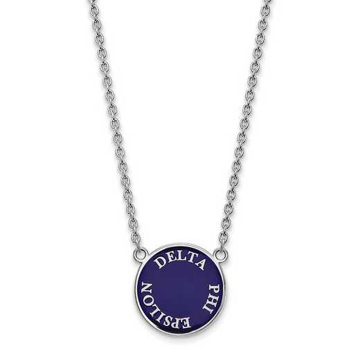 SS013DPH-18: SS Rh-plated LogoArt Delta Phi Epsilon Large Enl Pend w/Neck