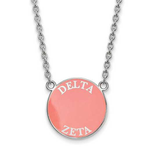 SS013DZ-18: SS Rh-plated LogoArt Delta Zeta Large Enamel Pend w/Necklace