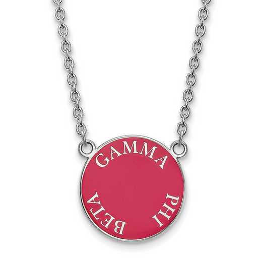 SS013GPB-18: SS Rh-plated LogoArt Gamma Phi Beta Large Enamel Pend w/Neck