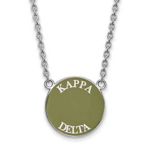 SS013KD-18: SS Rh-plated LogoArt Kappa Delta Large Enml Pend w/Necklace