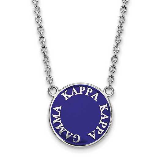 SS013KKG-18: SS Rh-plated LogoArt Kappa Kappa Gamma Large Enl Pend w/Neck