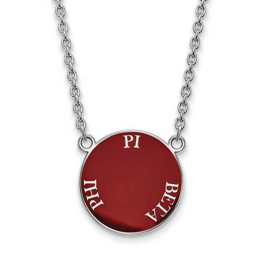 SS013PBP-18: SS Rh-plated LogoArt Pi Beta Phi Large Enml Pend w/Necklace