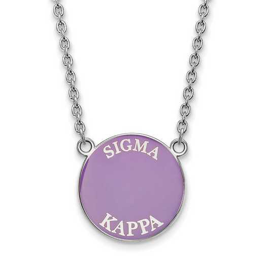 SS013SKP-18: SS Rh-plated LogoArt Sigma Kappa Large Enml Pend w/Necklace