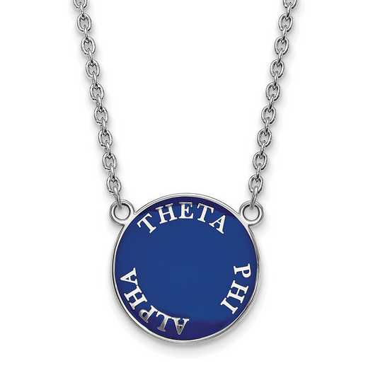 SS013TPA-18: SS Rh-plated LogoArt Theta Phi Alpha Large Enml Pend w/Neck