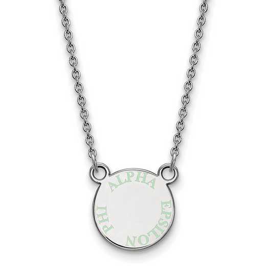 SS014AEP-18: SS Rh-plated LogoArt Alpha Epsilon Phi XS Enamel Pend w/Neck