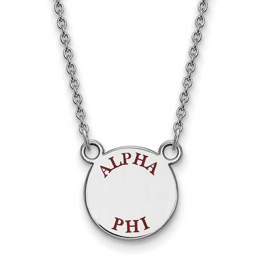 SS014APH-18: SS Rh-plated LogoArt Alpha Phi Sm Enamel Pendant w/Necklace