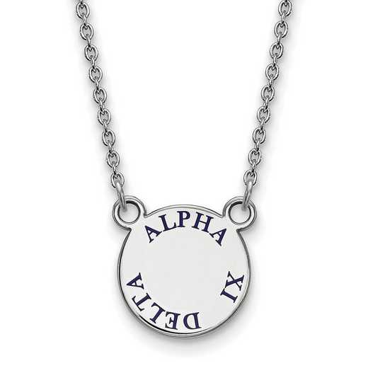 SS014AXD-18: SS Rh-plated LogoArt Alpha Xi Delta Sm Enml Pend w/Necklace