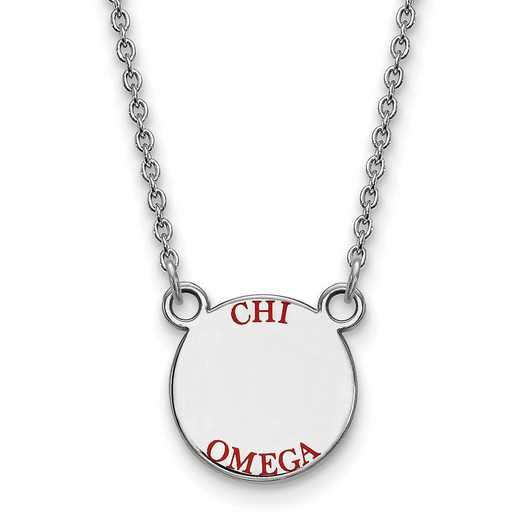 SS014CHO-18: SS Rh-plated LogoArt Chi Omega Sm Enamel Pendant w/Necklace