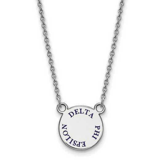 SS014DPH-18: SS Rh-plated LogoArt Delta Phi Epsilon Sm Enamel Pend w/Neck