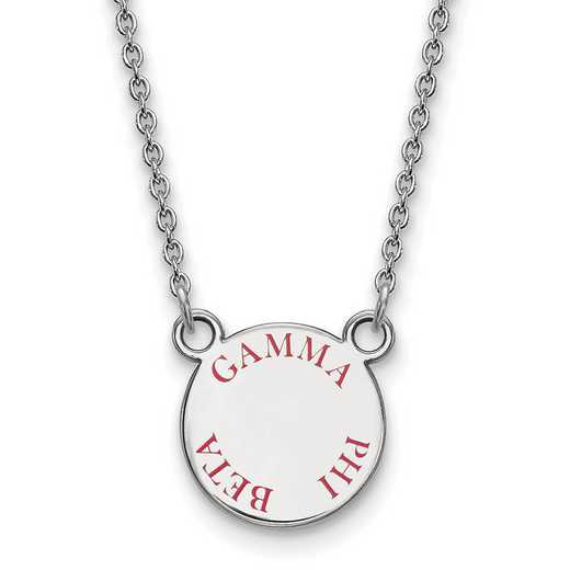 SS014GPB-18: SS Rh-plated LogoArt Gamma Phi Beta Sm Enml Pend w/Necklace