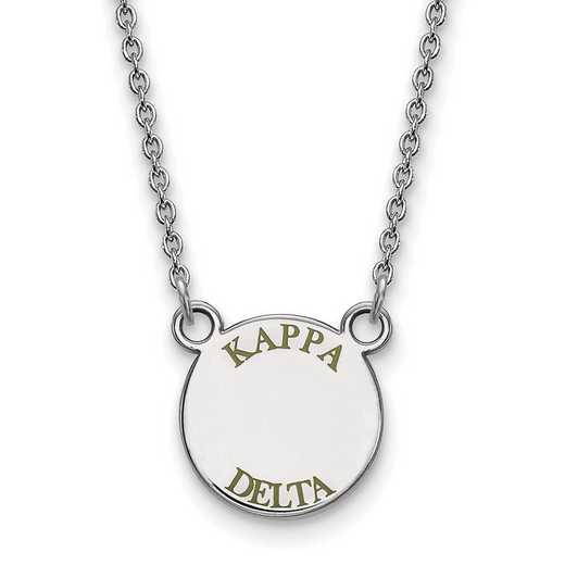 SS014KD-18: SS Rh-plated LogoArt Kappa Delta Sm Enamel Pend w/Necklace