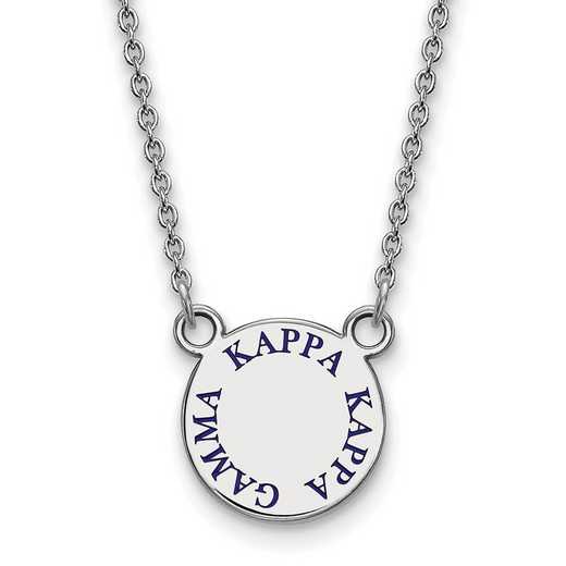 SS014KKG-18: SS Rh-plated LogoArt Kappa Kappa Gamma Sm Enamel Pend w/Neck