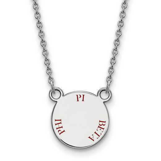 SS014PBP-18: SS Rh-plated LogoArt Pi Beta Phi Sm Enamel Pend w/Necklace