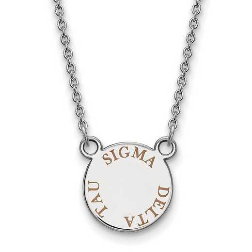 SS014SDT-18: SS Rh-plated LogoArt Sigma Delta Tau Sm Enml Pend w/Necklace