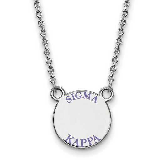 SS014SKP-18: SS Rh-plated LogoArt Sigma Kappa Sm Enamel Pend w/Necklace