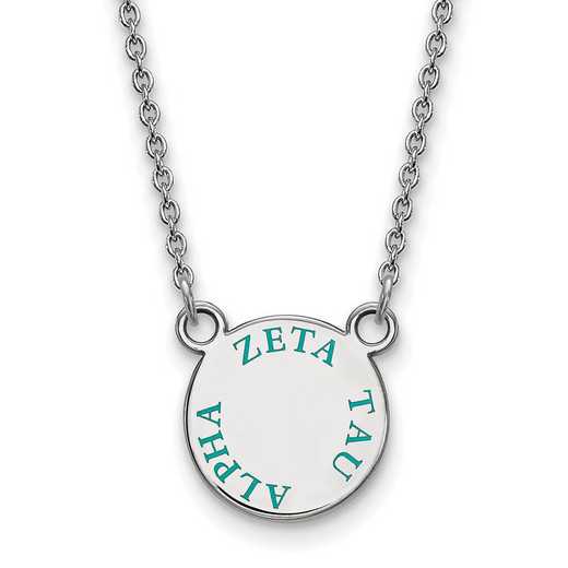 SS014ZTA-18: SS Rh-plated LogoArt Zeta Tau Alpha Sm Enml Pend w/Necklace