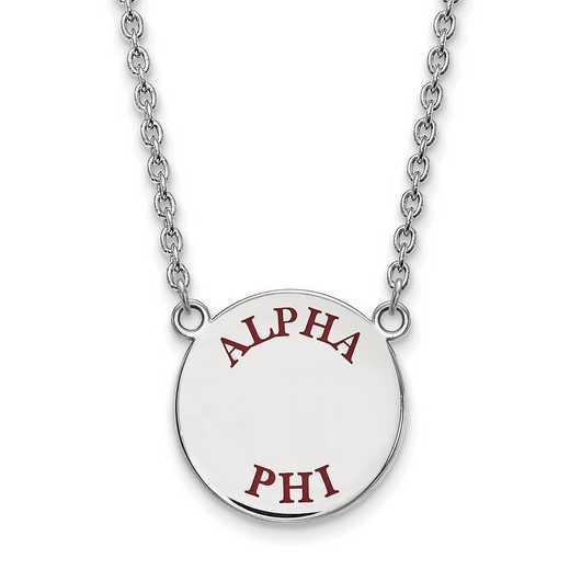 SS015APH-18: SS Rh-plated LogoArt Alpha Phi Large Enamel Pend w/Necklace