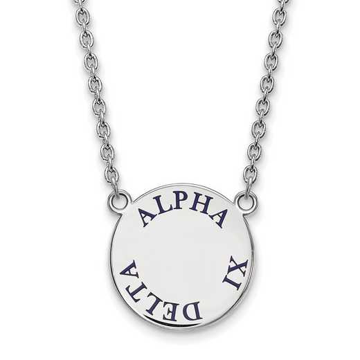 SS015AXD-18: SS Rh-plated LogoArt Alpha Xi Delta Large Enamel Pend w/Neck