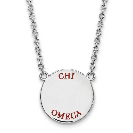 SS015CHO-18: SS Rh-plated LogoArt Chi Omega Large Enamel Pend w/Necklace