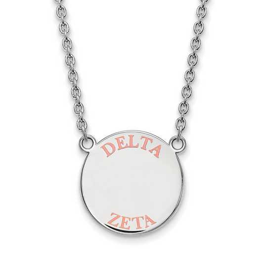 SS015DZ-18: SS Rh-plated LogoArt Delta Zeta Large Enamel Pend w/Necklace