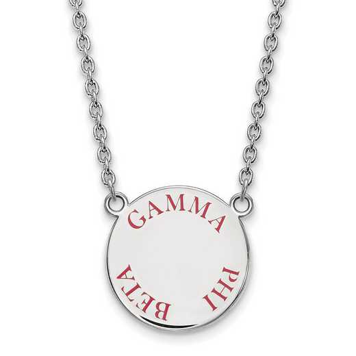 SS015GPB-18: SS. Rh-plated LogoArt Gamma Phi Beta Large Enml Pend w/Neck