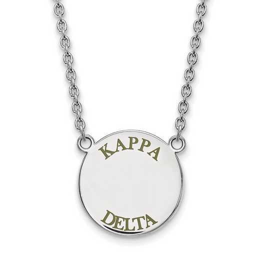 SS015KD-18: SS Rh-plated LogoArt Kappa Delta Large Enml Pend w/Necklace