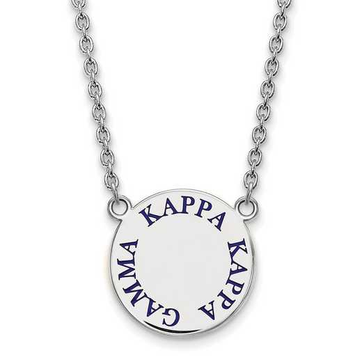 SS015KKG-18: SS Rh-p LogoArt Kappa Kappa Gamma Large Enml Pend w/Necklace