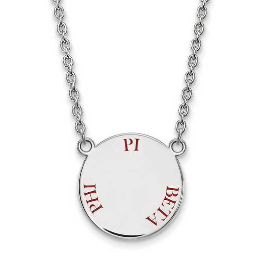 SS015PBP-18: SS Rh-plated LogoArt Pi Beta Phi Large Enml Pend w/Necklace