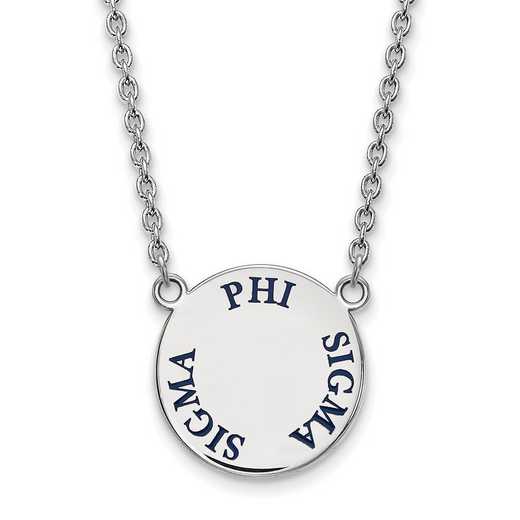 SS015PSS-18: SS Rh-plated LogoArt Phi Sigma Sigma Large Enml Pend w/Neck