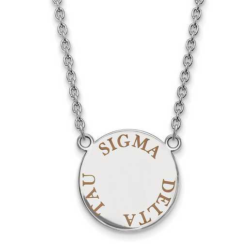 SS015SDT-18: SS Rh-plated LogoArt Sigma Delta Tau Large Enml Pend w/Neck