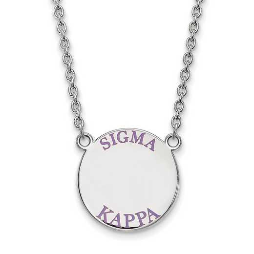 SS015SKP-18: SS Rh-plated LogoArt Sigma Kappa Large Enml Pend w/Necklace