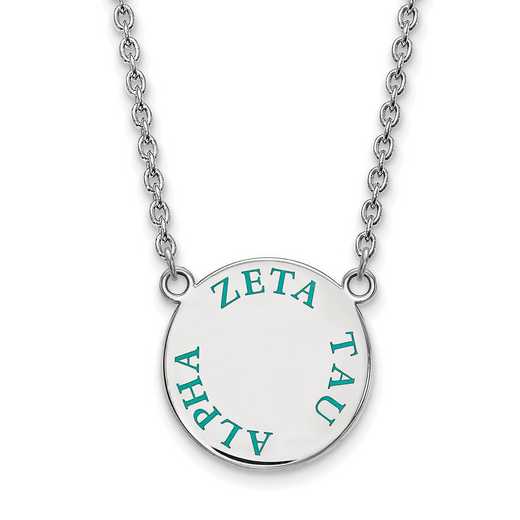 SS015ZTA-18: SS Rh-plated LogoArt Zeta Tau Alpha Large Enamel Pend w/Neck